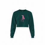 Hot Steps Crop Sweatshirt — Koyu Yeşil — Ön baskı