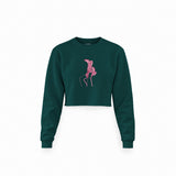 Hot Steps Crop Sweatshirt — Koyu Yeşil — Ön baskı