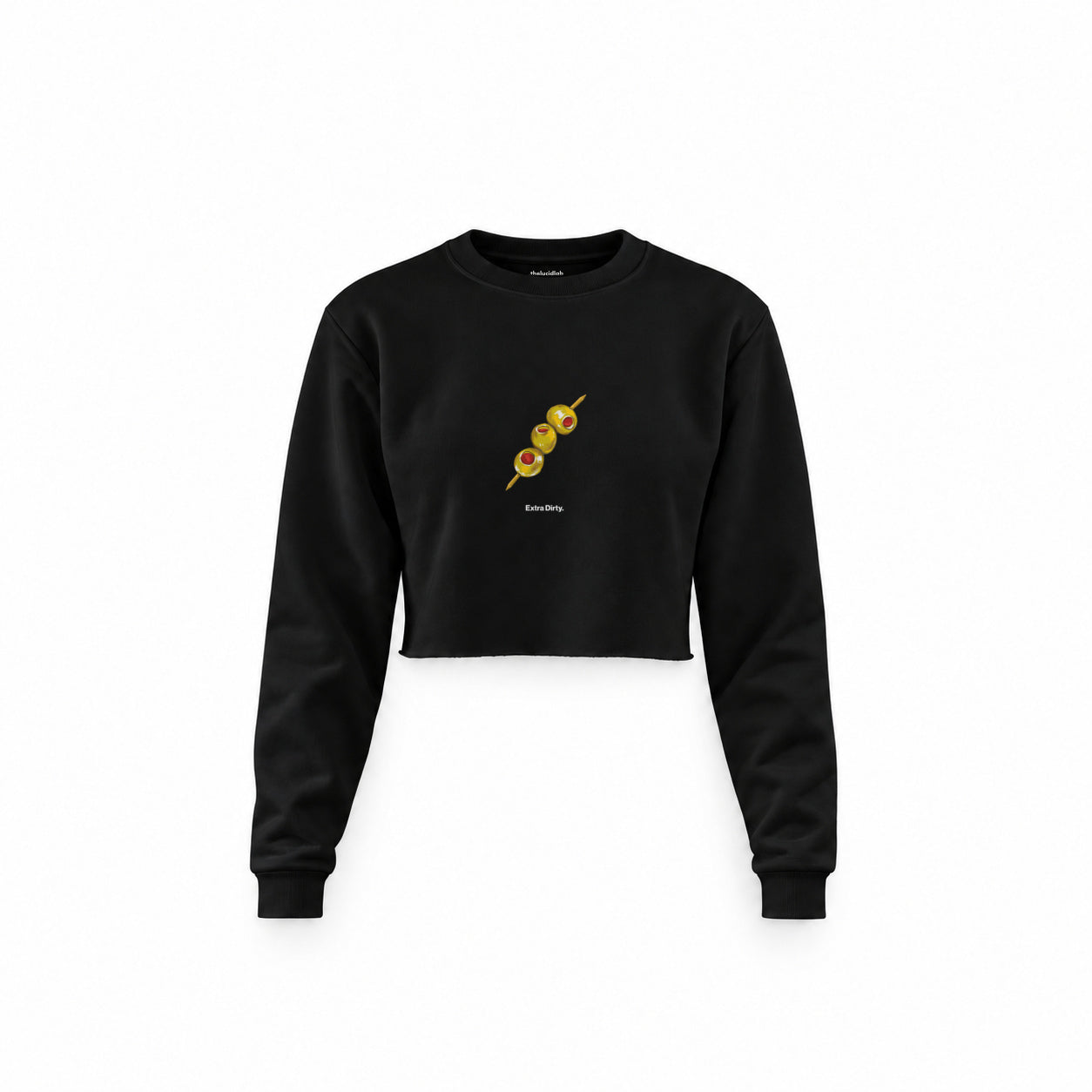 Extra Dirty Crop Sweatshirt — Siyah — Ön baskı