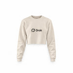 Grok Crop Sweatshirt — Krem — Ön baskı