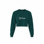 Grok Crop Sweatshirt — Koyu Yeşil — Ön baskı