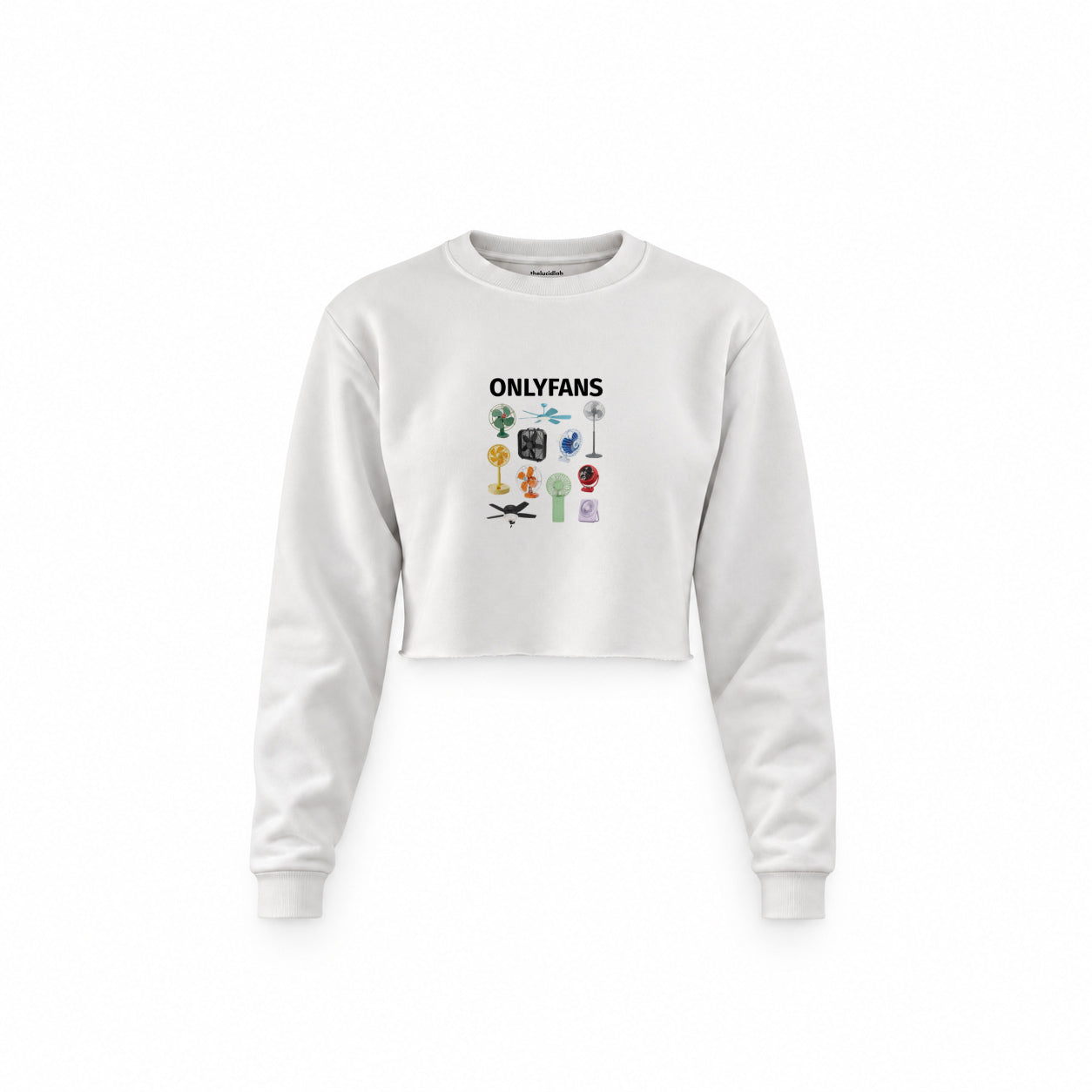 Onlyfans Crop Sweatshirt — Beyaz — Ön baskı