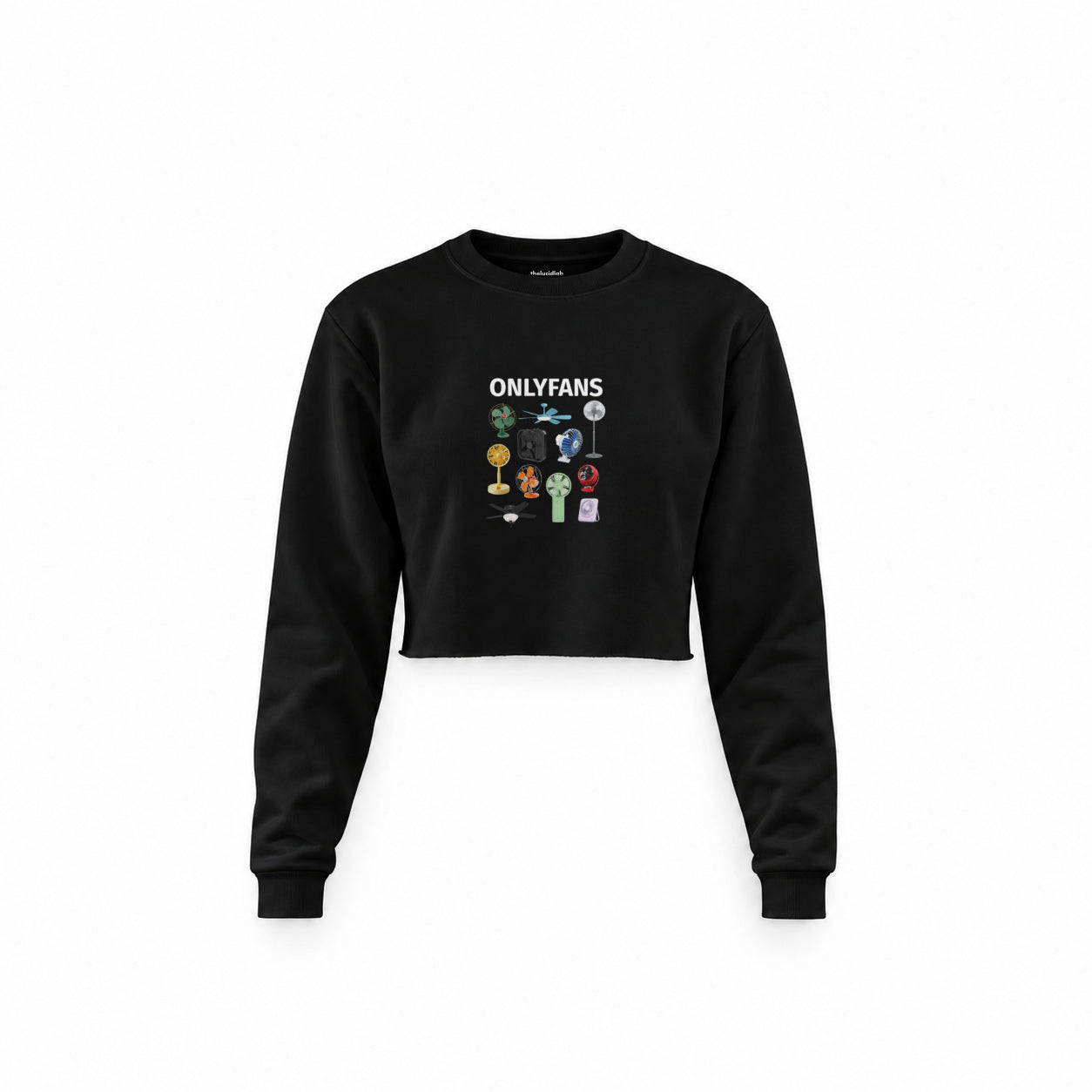 Onlyfans Crop Sweatshirt — Siyah — Ön baskı
