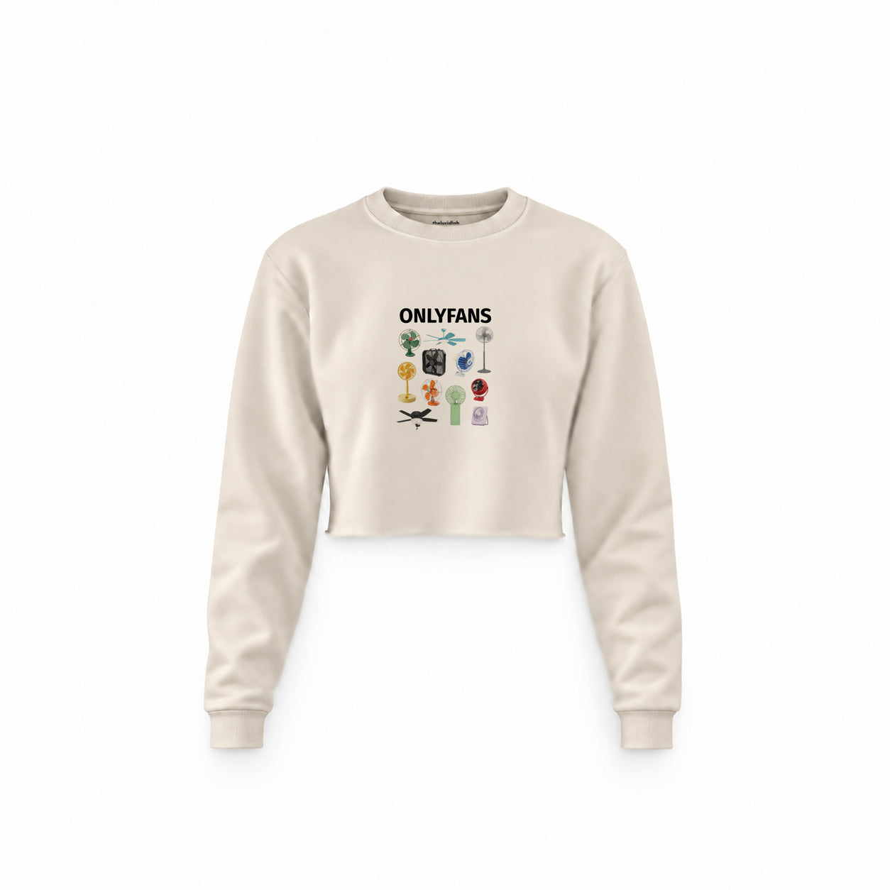 Onlyfans Crop Sweatshirt — Krem — Ön baskı