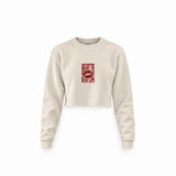 Ruby Lips Crop Sweatshirt — Krem — Ön baskı