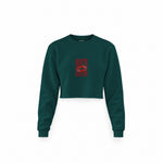 Ruby Lips Crop Sweatshirt — Koyu Yeşil — Ön baskı