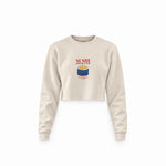 Sushi Lover Club Crop Sweatshirt — Krem — Ön baskı