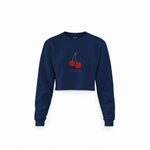 Cherry Fullness Crop Sweatshirt — Lacivert — Ön baskı