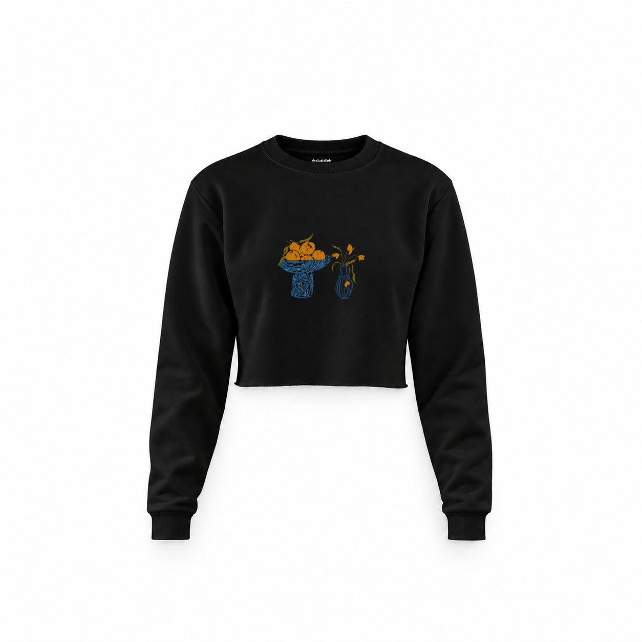 Dolce Calma Crop Sweatshirt — Siyah — Ön baskı