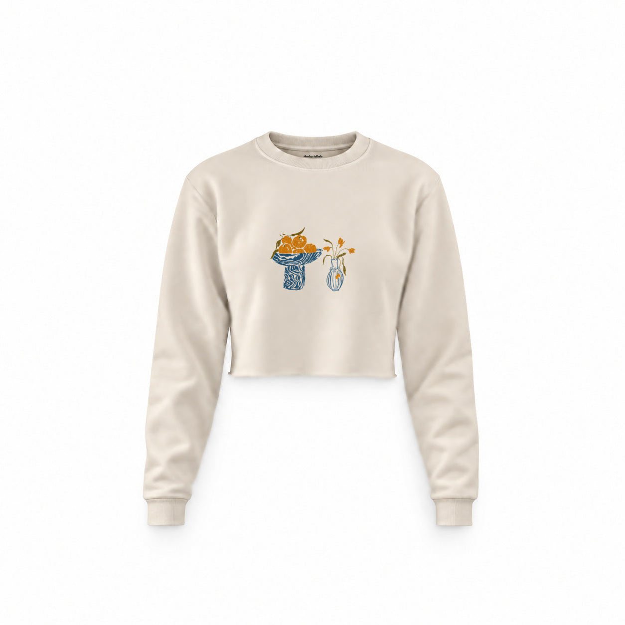 Dolce Calma Crop Sweatshirt — Krem — Ön baskı