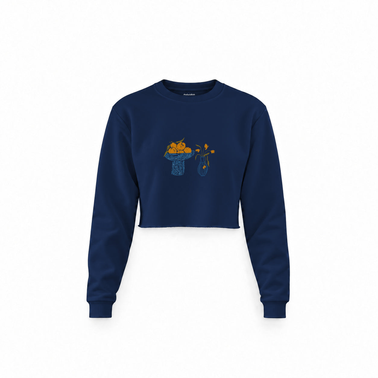 Dolce Calma Crop Sweatshirt — Lacivert — Ön baskı