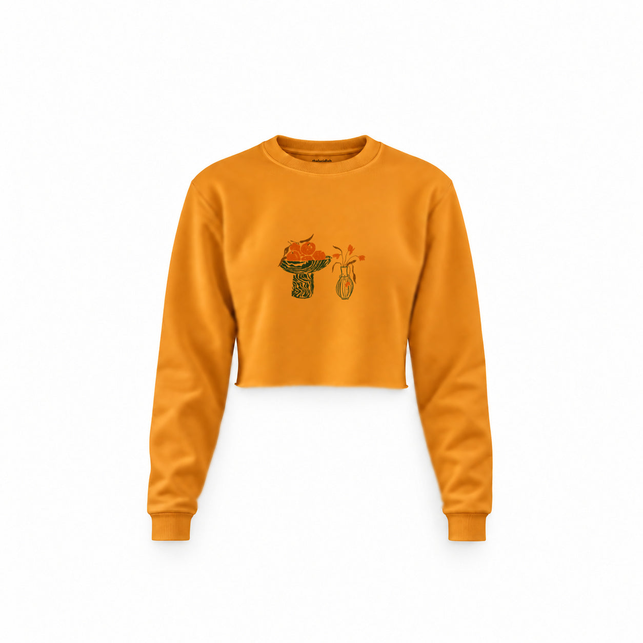 Dolce Calma Crop Sweatshirt — Turuncu — Ön baskı