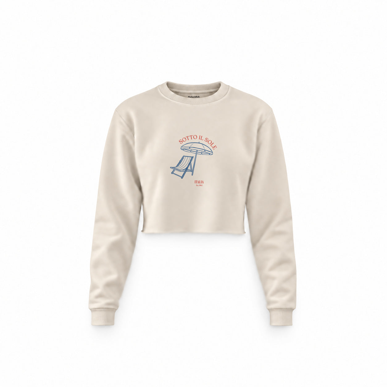 Sotto Il Sole Crop Sweatshirt — Krem — Ön baskı