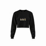 Diplomatic Monkeys Crop Sweatshirt — Siyah — Ön baskı
