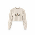 Diplomatic Monkeys Crop Sweatshirt — Krem — Ön baskı