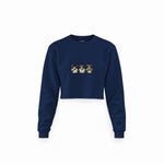 Diplomatic Monkeys Crop Sweatshirt — Lacivert — Ön baskı