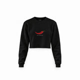 Chili Vibes Only Crop Sweatshirt — Siyah — Ön baskı