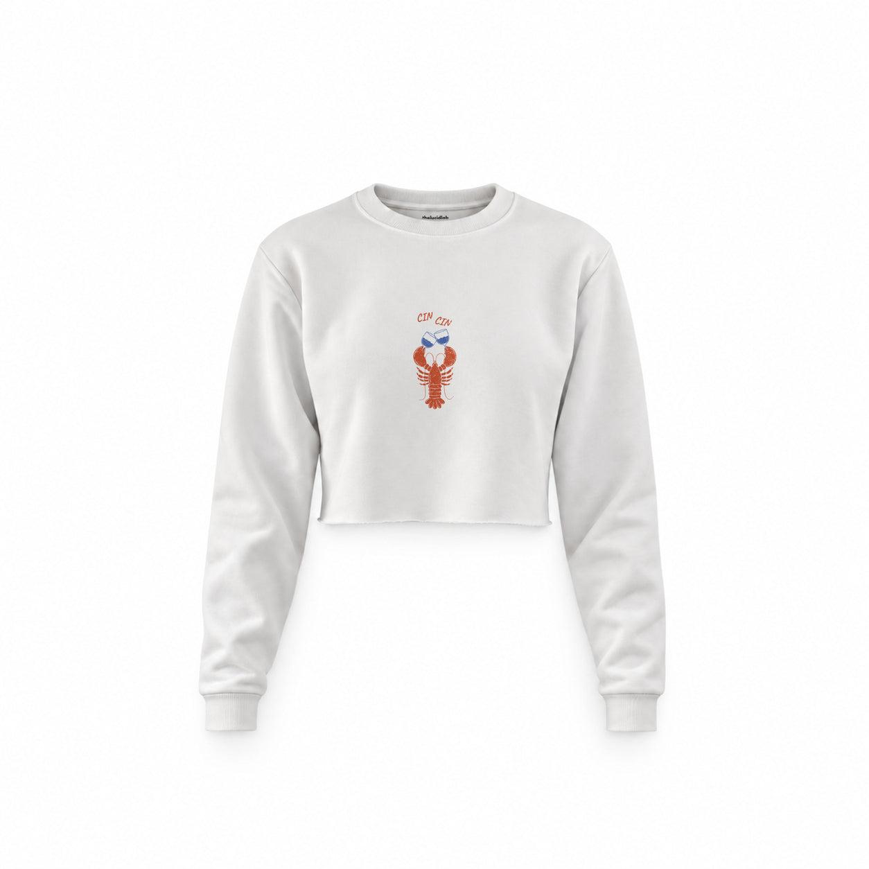 CIN CIN Crop Sweatshirt — Beyaz — Ön baskı
