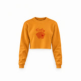 Feeling Lucky Crop Sweatshirt — Turuncu — Ön baskı