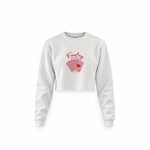 Feeling Lucky Crop Sweatshirt — Beyaz — Ön baskı