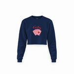Feeling Lucky Crop Sweatshirt — Lacivert — Ön baskı