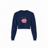 Feeling Lucky Crop Sweatshirt — Lacivert — Ön baskı