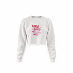 Fresh & Tasty Crop Sweatshirt — Beyaz — Ön baskı