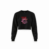 Fresh & Tasty Crop Sweatshirt — Siyah — Ön baskı