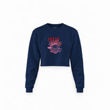 Fresh & Tasty Crop Sweatshirt — Lacivert — Ön baskı