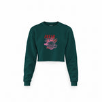Fresh & Tasty Crop Sweatshirt — Koyu Yeşil — Ön baskı