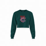 Fresh & Tasty Crop Sweatshirt — Koyu Yeşil — Ön baskı
