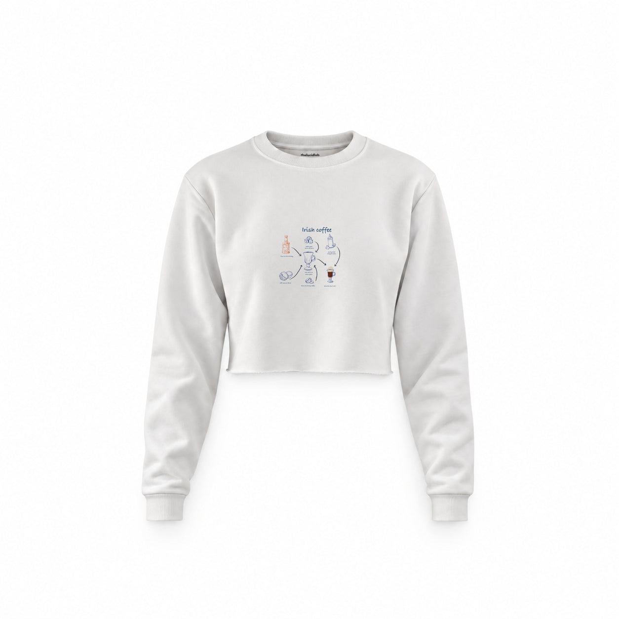 Irish Coffee Crop Sweatshirt — Beyaz — Ön baskı