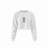 Marine Pattern Study Crop Sweatshirt — Beyaz — Ön baskı