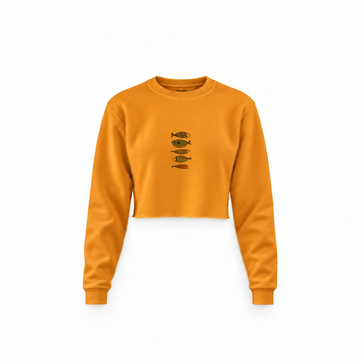 Marine Pattern Study Crop Sweatshirt — Turuncu — Ön baskı