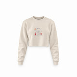 Negroni Crop Sweatshirt — Krem — Ön baskı