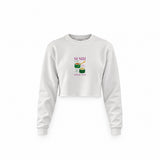 Roll With It Crop Sweatshirt — Beyaz — Ön baskı