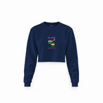 Roll With It Crop Sweatshirt — Lacivert — Ön baskı
