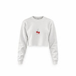 Sweet Cherry Crop Sweatshirt — Beyaz — Ön baskı