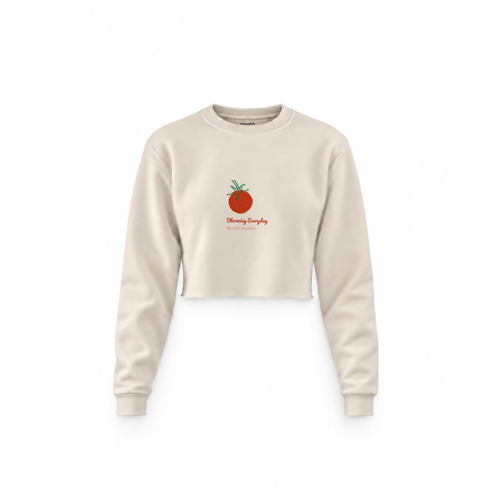 Tomato Crop Sweatshirt — Krem — Ön baskı
