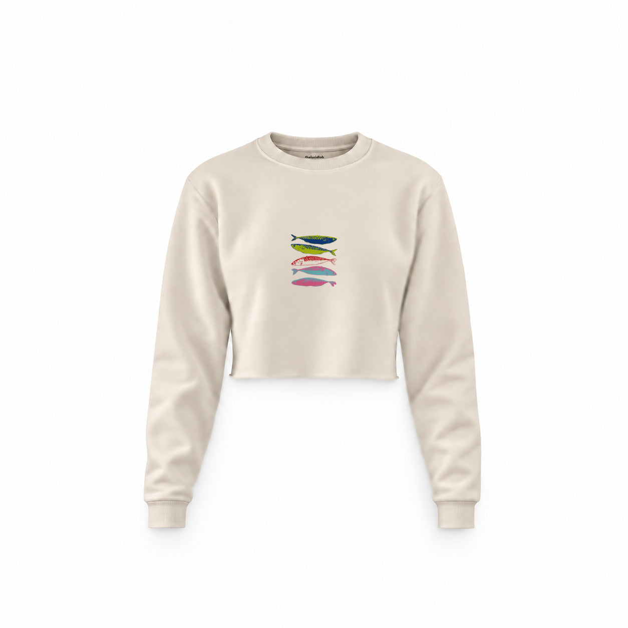 Warhol’s Sardines Crop Sweatshirt — Krem — Ön baskı