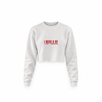 I Need a BF Crop Sweatshirt — Beyaz — Ön baskı
