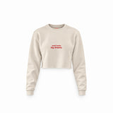 Small Boobs Big Dreams Crop Sweatshirt — Krem — Ön baskı