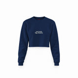 Small Boobs Big Dreams Crop Sweatshirt — Lacivert — Ön baskı