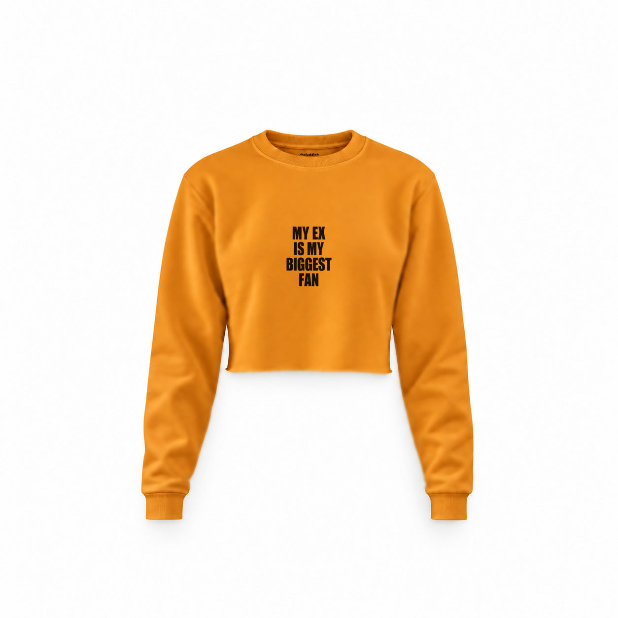 My Ex Is My Biggest Fan Crop Sweatshirt — Turuncu — Ön baskı