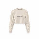 Ironically Hot Crop Sweatshirt — Krem — Ön baskı