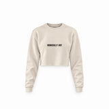 Ironically Hot Crop Sweatshirt — Krem — Ön baskı