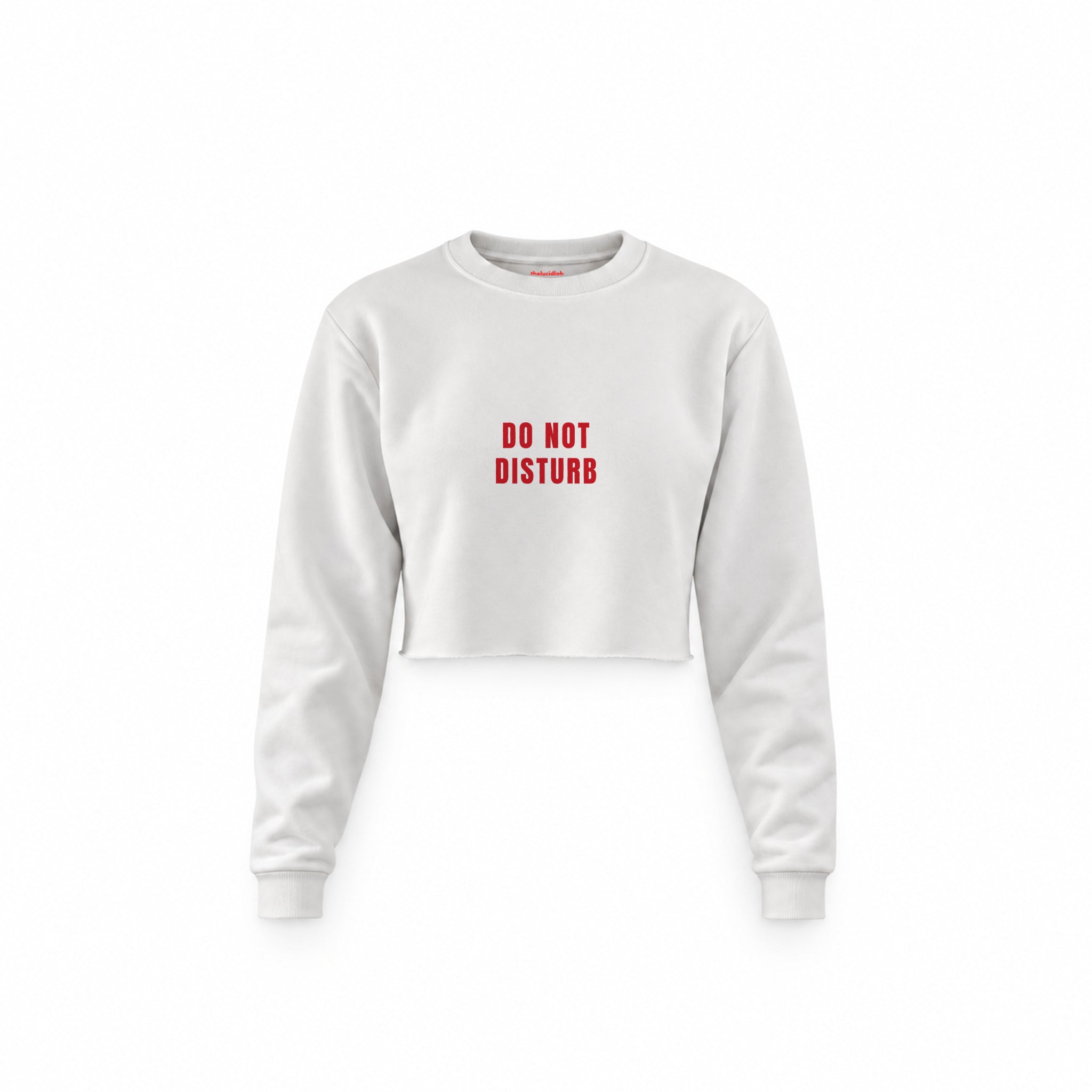 Do Not Disturb Crop Sweatshirt — Beyaz — Ön baskı