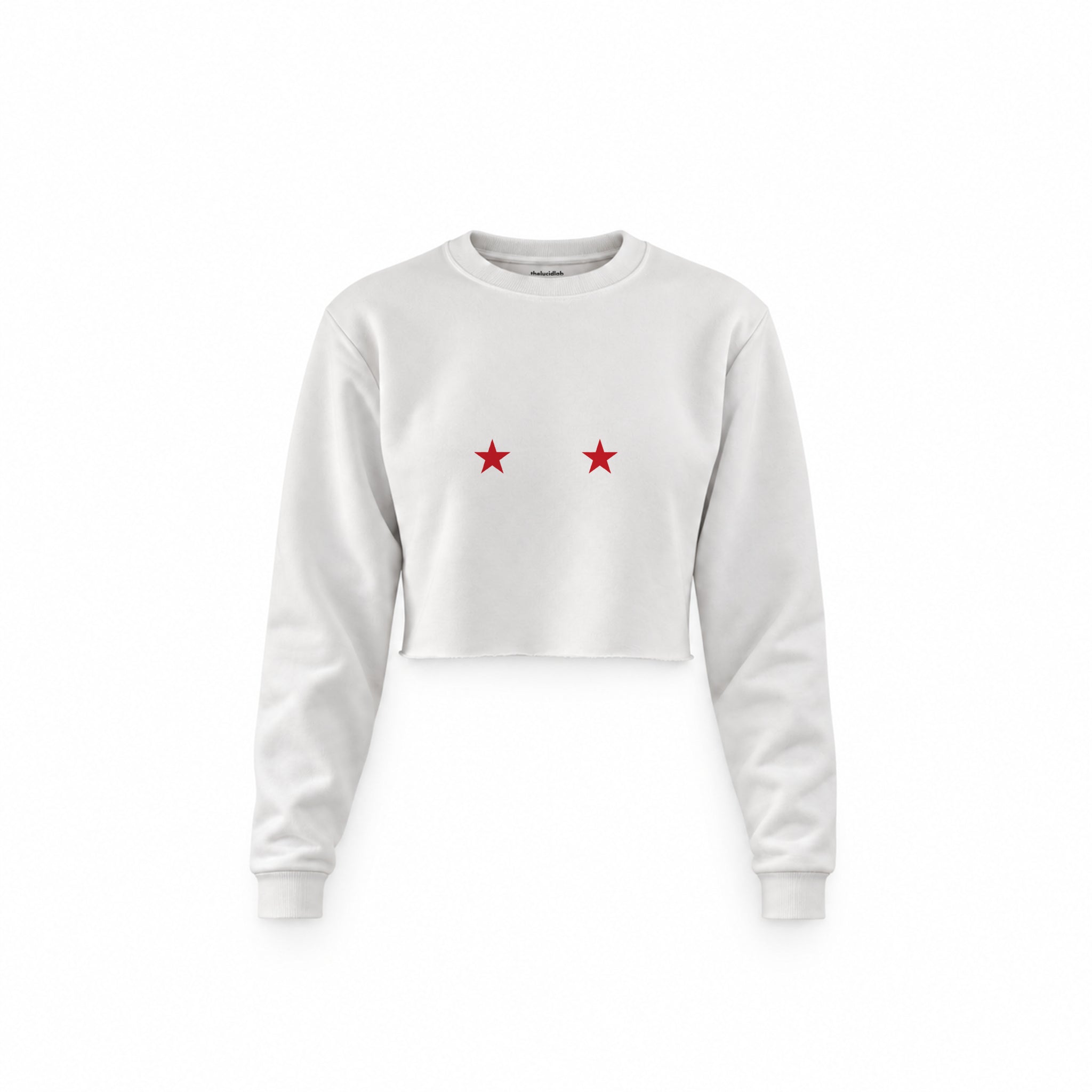 Star Babe Crop Sweatshirt — Beyaz — Ön baskı