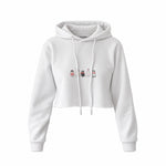Christmas Kitty Parade Crop Hoodie — Beyaz — Ön baskı