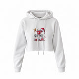 Hot Mess Crop Hoodie — Beyaz — Ön baskı